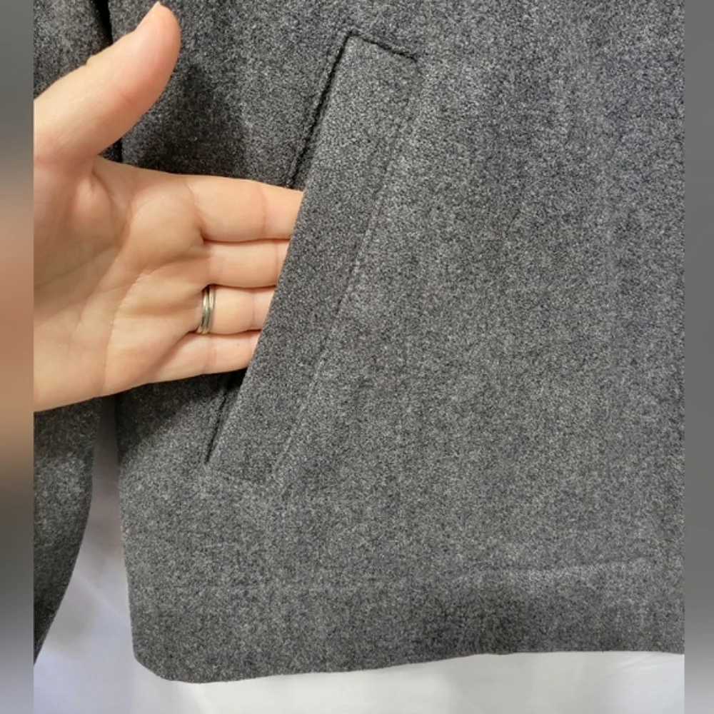 J.Crew wool Charcoal Grey Zip front quilted lined classic biker jacket